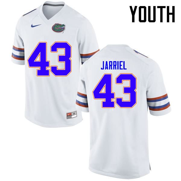 Youth NCAA Florida Gators Glenn Jarriel #43 Stitched Authentic Nike White College Football Jersey UKO2665MS